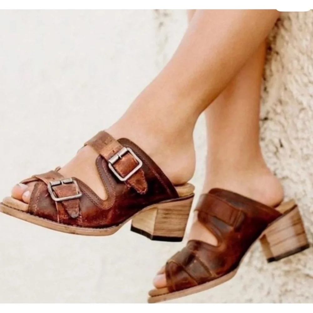 Freebird by Steven Women Leather Caprice Boho Adjustable Straps Block Heel - Picture 15 of 15